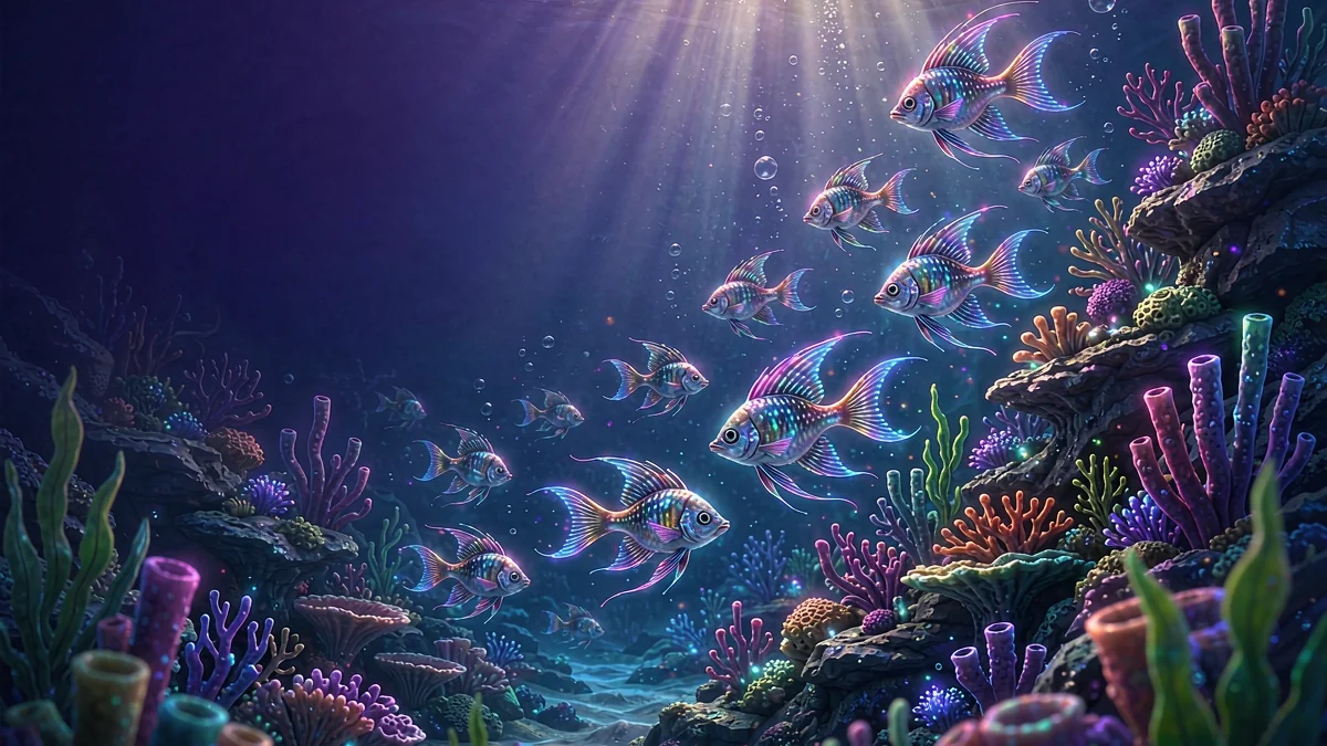 Colorful fish swimming around an underwater reef